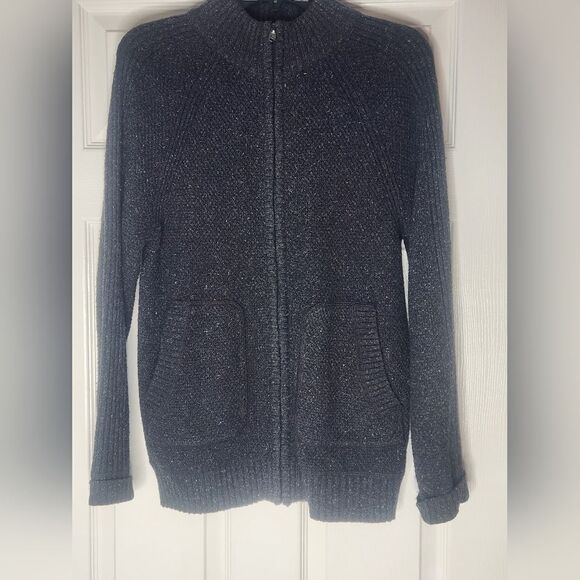Marc Anthony M Zip Up Heather Gray WOOL Blend Knitted Pockets Men's Sweater - Picture 1 of 12